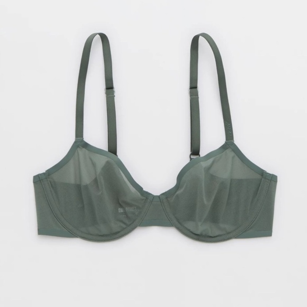 Aerie SMOOTHEZ Mesh Unlined Bra Full Coverage Green